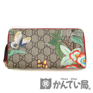 Gucci Zip Around Long Wallet GG Tian Beige Red